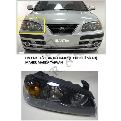 ÖN FAR SAĞ ELANTRA 04-07 (ELEKTRİKLİ SİYAH)