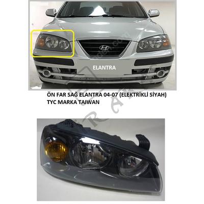 ÖN FAR SAĞ ELANTRA 04-07 (ELEKTRİKLİ SİYAH)