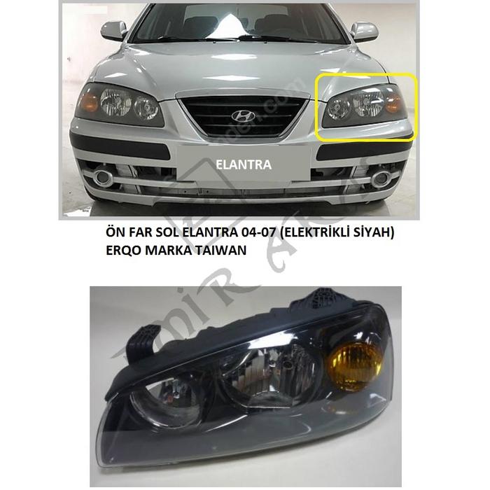 ÖN FAR SOL ELANTRA 04-07 (ELEKTRİKLİ SİYAH)