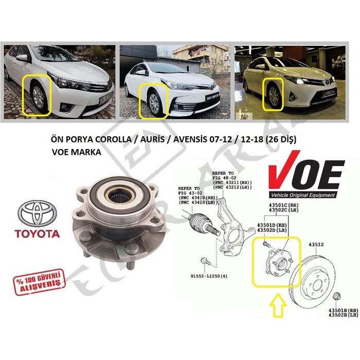 ÖN PORYA COROLLA  AURİS  AVENSİS 07-12  12-18  RAV4 06- (26 DİŞ)