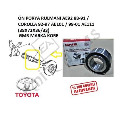 ÖN PORYA RULMANI AE92 88-91  COROLLA 92-97 AE101  99-01 AE111 (38X72X3633)