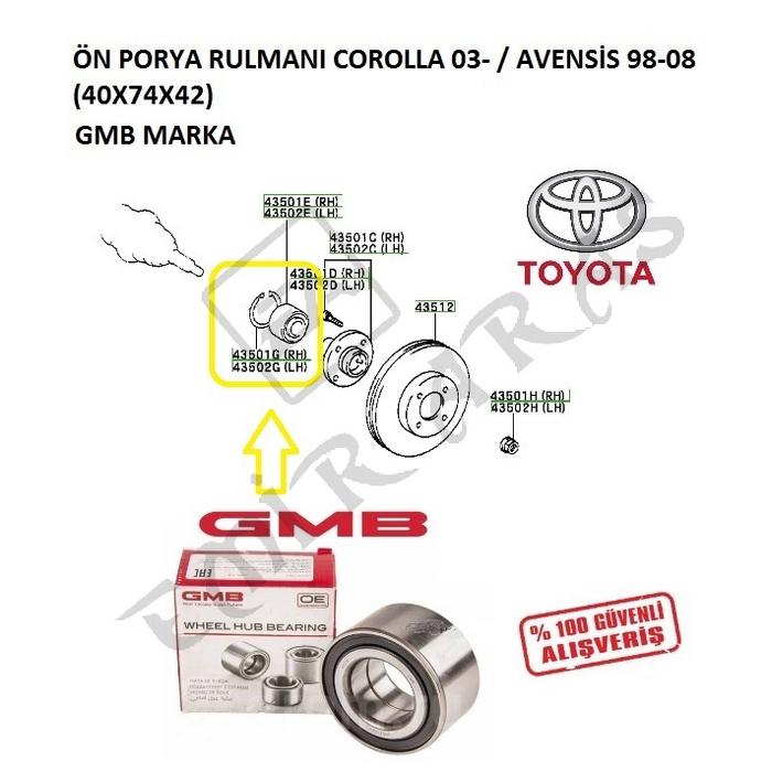 ÖN PORYA RULMANI COROLLA 03-  AVENSİS 98-08 (40X74X42)