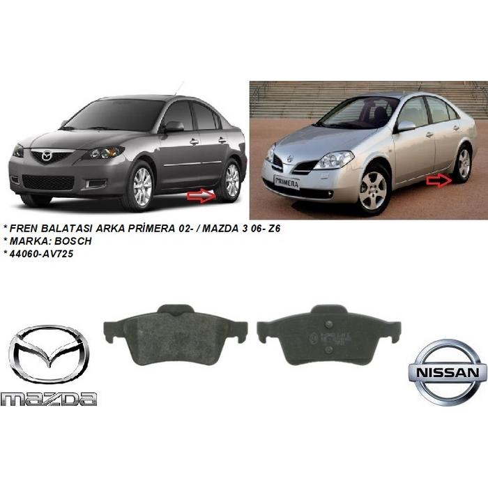 0986494032 FREN BALATASI ARKA PRİMERA 02- MAZDA 3 06- Z6 LF
