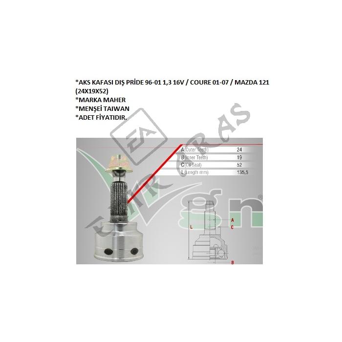 AKS KAFASI DIŞ PRİDE 90-01 1,3 16V COURE 01-07 MAZDA 121 (24X19X52)