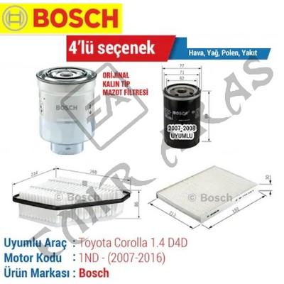 BAKIM SETİ COROLLA 07-09 AURİS 07-09 1,4 D4D DİZEL (BOSCH) HAVA+YAĞ+POLEN+MAZOT
