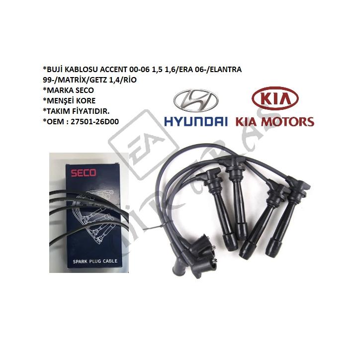 BUJİ KABLOSU ACCENT 00-06 1,5 1,6 ERA 06- ELANTRA 99- MATRİX GETZ 1,4 RİO