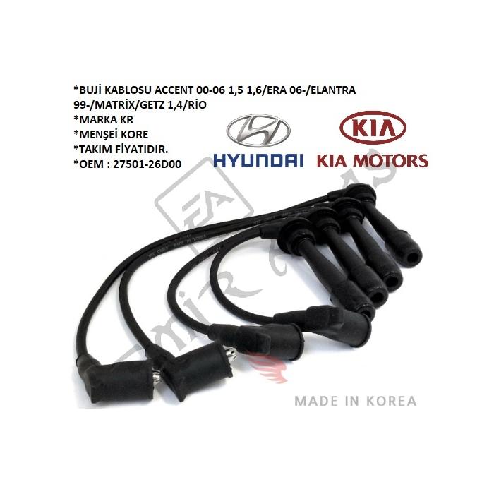 BUJİ KABLOSU ACCENT 00-06 1,5 1,6 ERA 06- ELANTRA 99- MATRİX GETZ 1,4 RİO G4EE