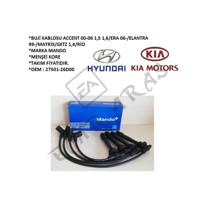 BUJİ KABLOSU ACCENT 00-06 1,5 1,6 ERA 06- ELANTRA 99- MATRİX GETZ 1,4 RİO G4EE