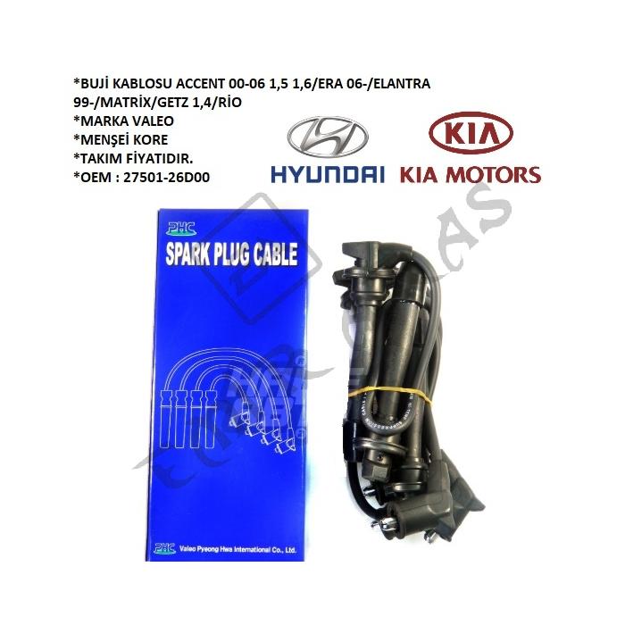 BUJİ KABLOSU ACCENT 00-06 1,5 1,6 ERA 06- ELANTRA 99- MATRİX GETZ 1,4 RİO G4EE