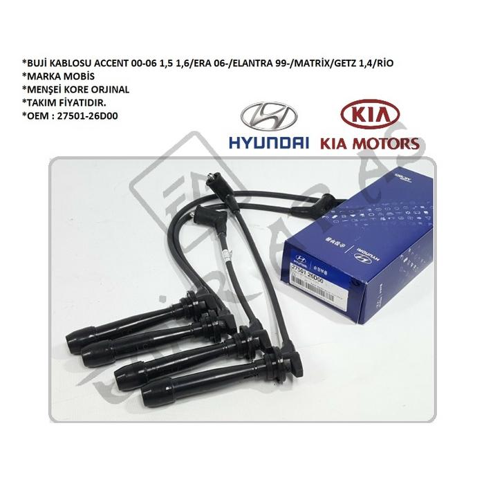 BUJİ KABLOSU ACCENT 00-06 1,5 1,6 ERA 06- ELANTRA 99- MATRİX GETZ 1,4 RİO G4EE