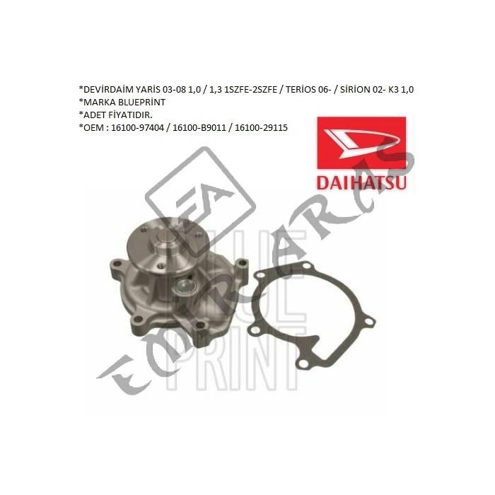DEVİRDAİM YARİS 03-08 1,0 1,3 1SZFE 2SZ TERİOS 06- YRV SİRİON 02- K3 1,0 3 DELİK
