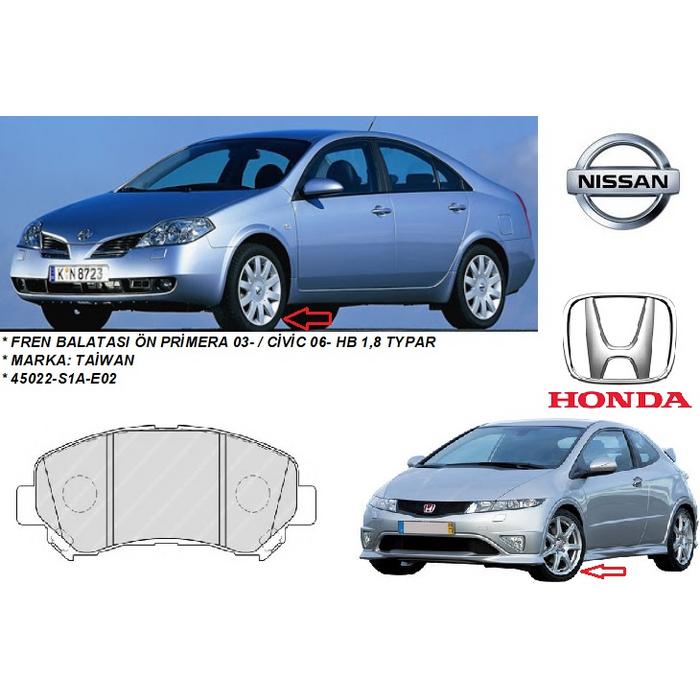 FREN BALATASI ÖN PRİMERA 03- P12 CİVİC 06- HB 1,8 TYPAR İX20 10-
