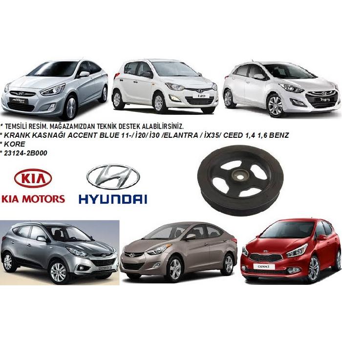 23124-2B000 KRANK KASNAĞI ACCENT BLUE 11- İ20 İ30 ELANTRA 11- 16- İX35 11- SPORTAGE 12- GDİ CEED 1,4 1,6 BENZ