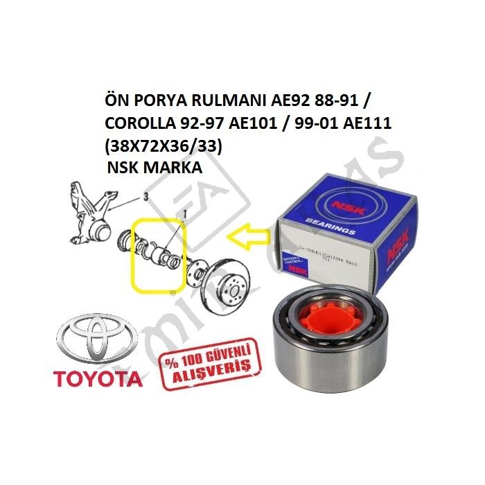 ÖN PORYA RULMANI AE92 88-91 COROLLA 92-97 AE101 99-01 AE111 (38X72X3633)